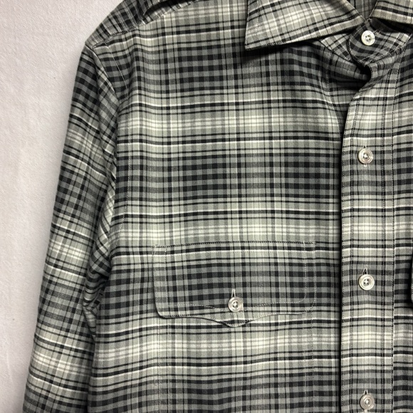 Tom Ford Men’s Grey Grand Check Western Shirt Size 15.5 Neck /US Large - Picture 8 of 11